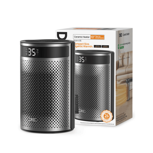 DREO Aquecedor Cerâmico Elétrico Atom 416 1500W portátil preto e prata DREO Aquecedor Cerâmico Elétrico Atom 416 1500W portátil preto e prata