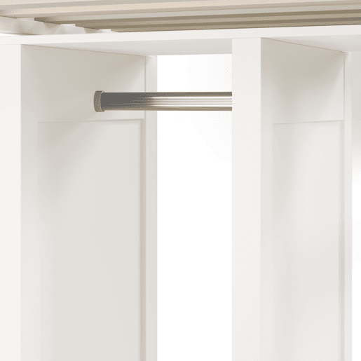 Cama individual alta 90x200 - secretária, armário aberto e prateleiras, com proteção - branco