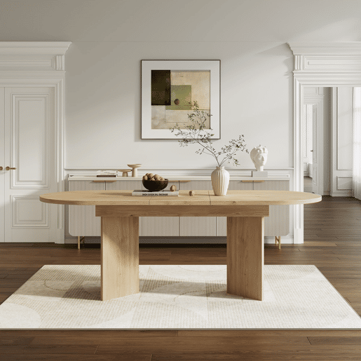 Mesa de jantar extensível 140180x90 cm - Cantos arredondados, estilo simples - Carvalho
