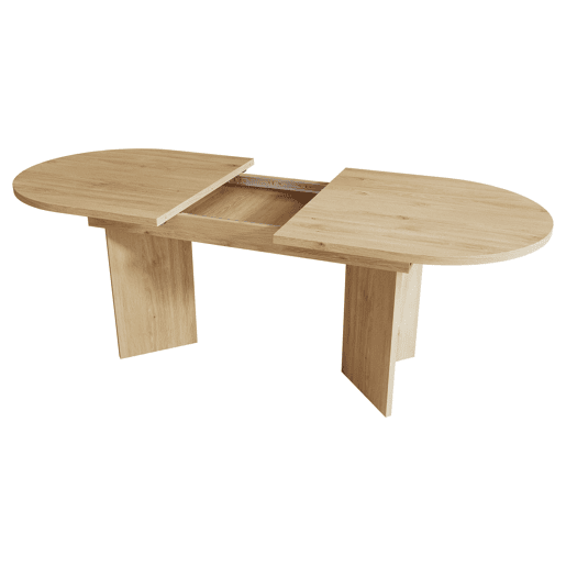 Mesa de jantar extensível 140180x90 cm - Cantos arredondados, estilo simples - Carvalho