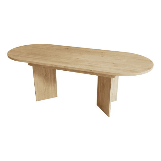 Mesa de jantar extensível 140180x90 cm - Cantos arredondados, estilo simples - Carvalho