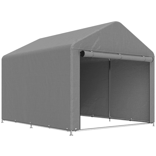 Outsunny Tenda de Jardim Exterior para Ferramentas e Bicicletas 2,4x2x2 m Abrigo Exterior com Estrutura de Metal Galvanizado Porta Enrolável com Fecho Impermeável UV30+ Garagem Portátil Cinzento