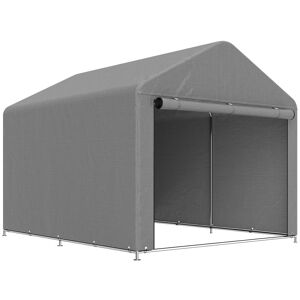 Outsunny Tenda de Jardim Exterior para Ferramentas e Bicicletas 2,4x2x2 m Abrigo Exterior com Estrutura de Metal Galvanizado Porta Enrolável com Fecho Impermeável UV30+ Garagem Portátil Cinzento