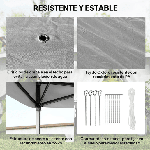 Outsunny Tenda Dobrável 3,3x3,3 m Pop-Up, Pérgola de Jardim com Altura Ajustável (3 Níveis), Teto Duplo, 4 Mosquiteiros Removíveis e Bolsa de Transporte, Impermeável, Anti-UV para Exterior, Cinzento Escuro