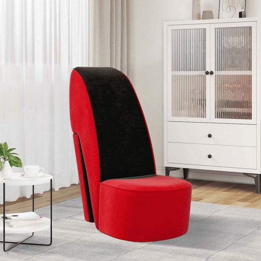 vidaXL Cadeira estilo sapato de salto alto veludo vermelho