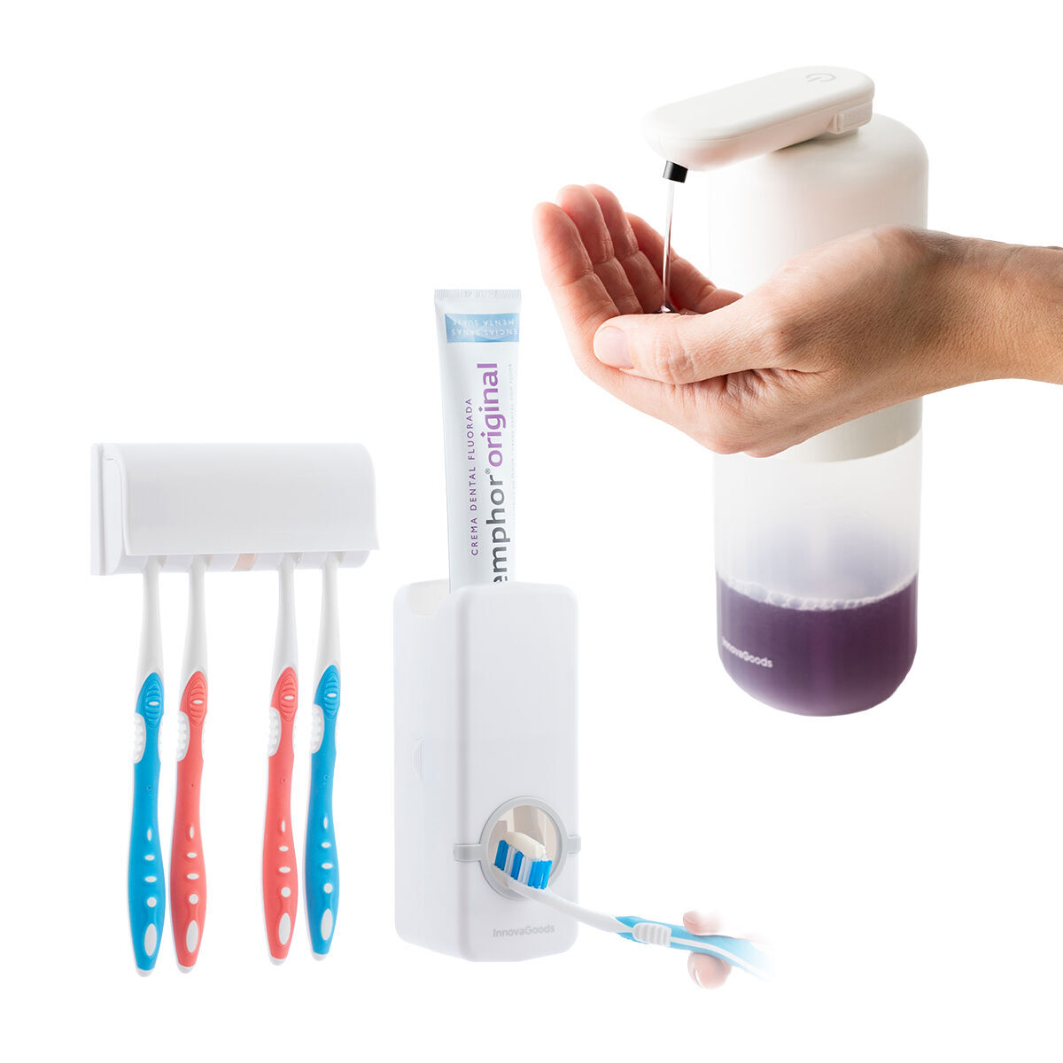 Pack Dispensador de Pasta Dental y Dispensador de Jabón