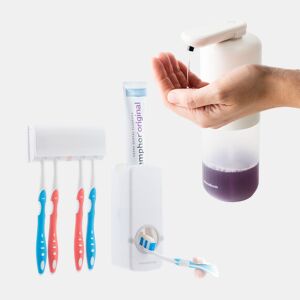 Pack Dispensador de Pasta Dental com Suporte para Escovas e Dispensador Automático InnovaGoods