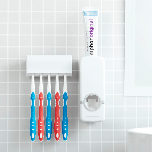 Pack Dispensador de Pasta Dental com Suporte para Escovas e Dispensador Automático InnovaGoods