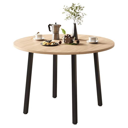 Mesa de jantar dobrável 100x100 cm - redonda, 2-4 pessoas, pernas metálicas - carvalho