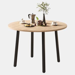 Mesa de jantar dobrável 100x100 cm - redonda, 2-4 pessoas, pernas metálicas - carvalho