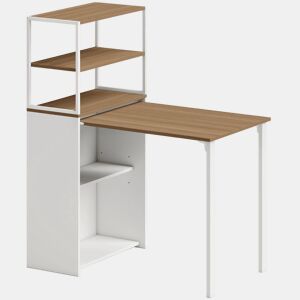 HOMCOM Secretária Dobrável com Estante Mesa de Secretária com 4 Prateleiras Mesa de Computador para Espaços Pequenos Estúdio, Escritório em Casa 105x60x127 cm Madeira
