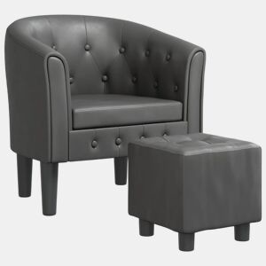 vidaXL Poltrona com apoio de pés couro artificial cinzento