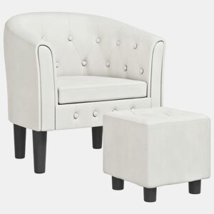 vidaXL Poltrona com apoio de pés couro artificial branco