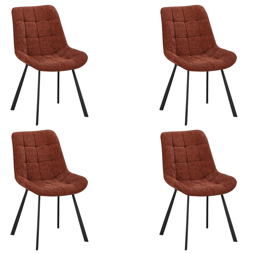Conjunto de 4 cadeiras de jantar Nami, cadeiras para sala de estar, cor marrom, pés de metal, 53x86x63 cm