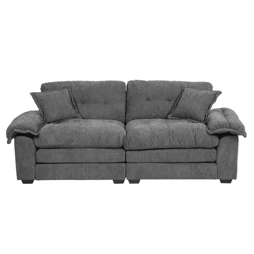 Sofá de 2 lugares 213 cm - Chenille com acolchoamento duplo (Memory + molas) - Cinza