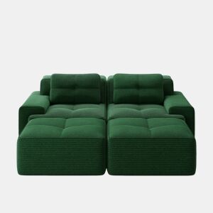 Sofá modular de 2 lugares - U, confortável, com otomano, assento profundo - Verde