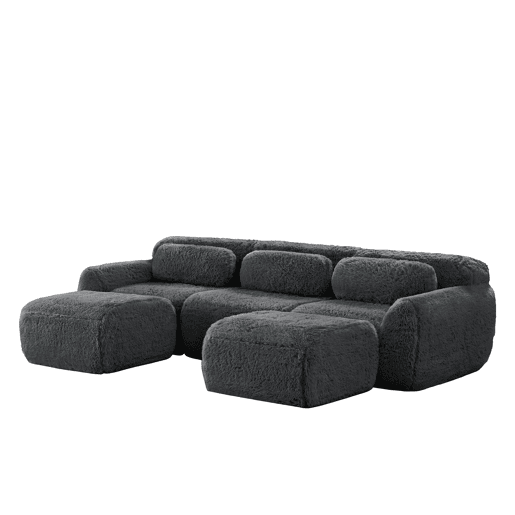 Sofá modular U 3 lugares - Plüsch, sem montagem, antiderrapante, com almofadas - Cinza