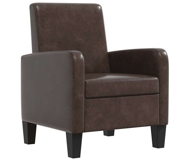 Vidaxl sillón de cuero sintético marrón
