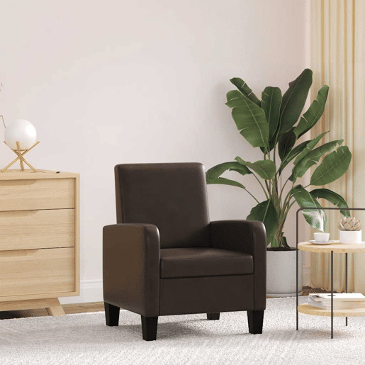 vidaXL Poltrona em couro artificial castanho vidaXL Poltrona em couro artificial castanho