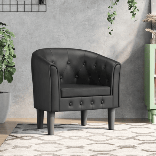 vidaXL Poltrona em couro artificial preto