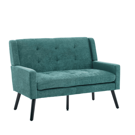 Banco estofado de 2 lugares - Assento de espuma densa e pés de madeira antiderrapantes - Verde Retro
