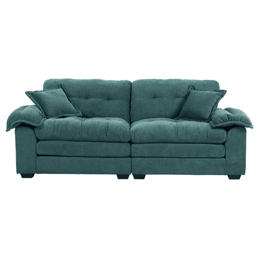 Sofá individual profundo 213 cm - Chenille, almofada dupla (Memory + molas) - Verde
