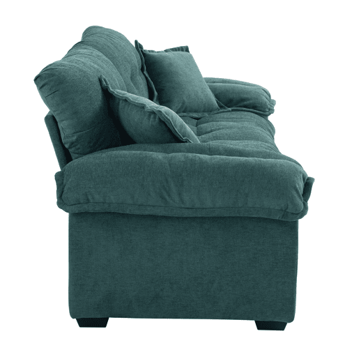 Sofá individual profundo 213 cm - Chenille, almofada dupla (Memory + molas) - Verde