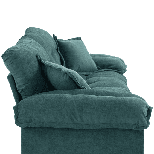 Sofá individual profundo 213 cm - Chenille, almofada dupla (Memory + molas) - Verde