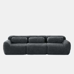 Sofá modular profundo de 3 lugares - plush premium, sem montagem, antiderrapante - cinzento