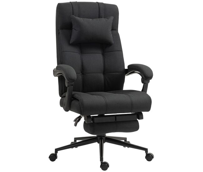 Vinsetto silla de oficina reclinable silla de escritorio giratoria tapizado en lino sintético altura ajustable reposapiés reposacabezas y reposabrazos