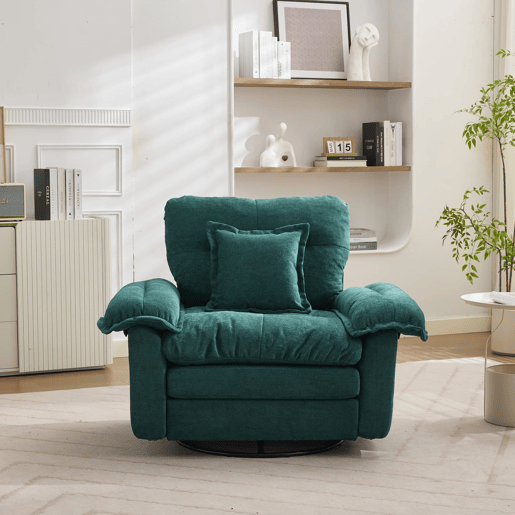 Poltrona individual giratória 360° - Oversized confortável com almofada de apoio - Verde