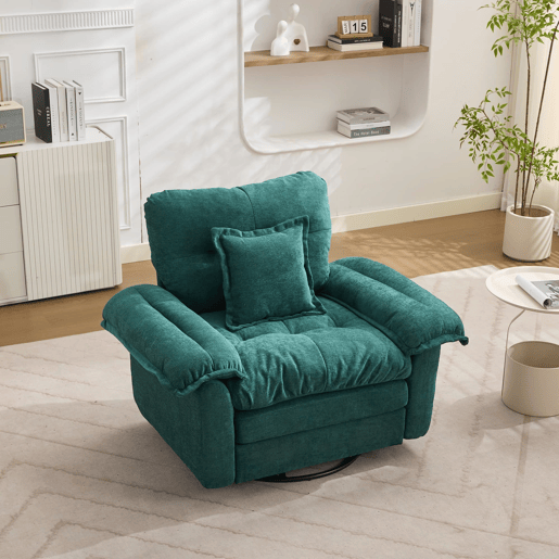 Poltrona individual giratória 360° - Oversized confortável com almofada de apoio - Verde