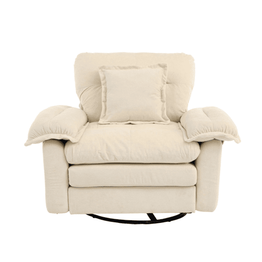 Poltrona giratória de chenille para 1 pessoa - Oversized com almofada de apoio, confortável - Bege