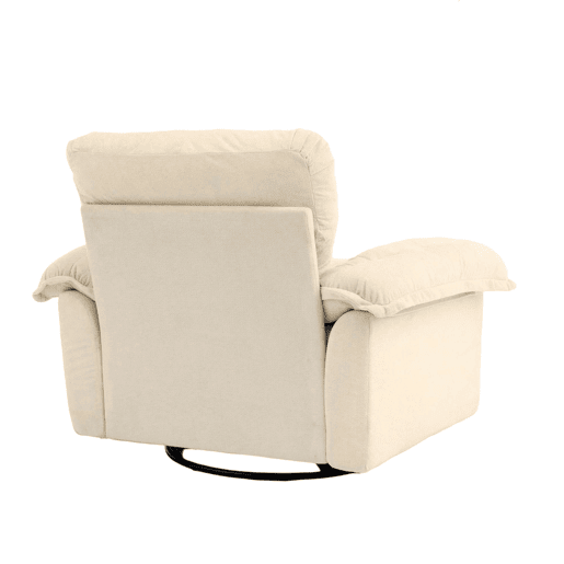 Poltrona giratória de chenille para 1 pessoa - Oversized com almofada de apoio, confortável - Bege