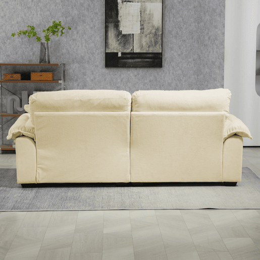 Sofá individual 213 cm - Chenille com almofada dupla (Memory + molas) - Bege