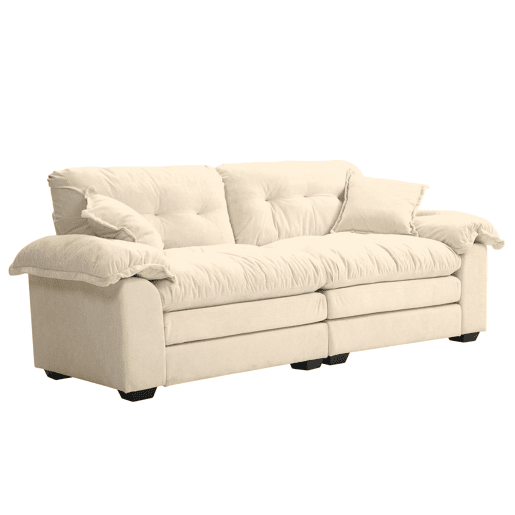 Sofá individual 213 cm - Chenille com almofada dupla (Memory + molas) - Bege