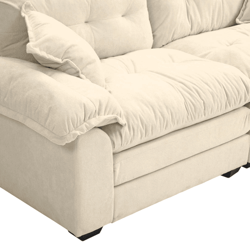Sofá individual 213 cm - Chenille com almofada dupla (Memory + molas) - Bege