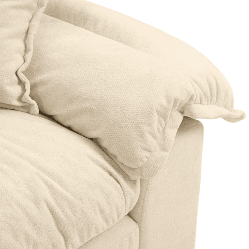 Sofá individual 213 cm - Chenille com almofada dupla (Memory + molas) - Bege