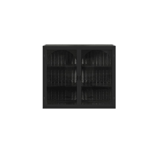 Armário de parede 70 cm - Portas de vidro, 2 portas, 3 níveis, design em tecido - Preto