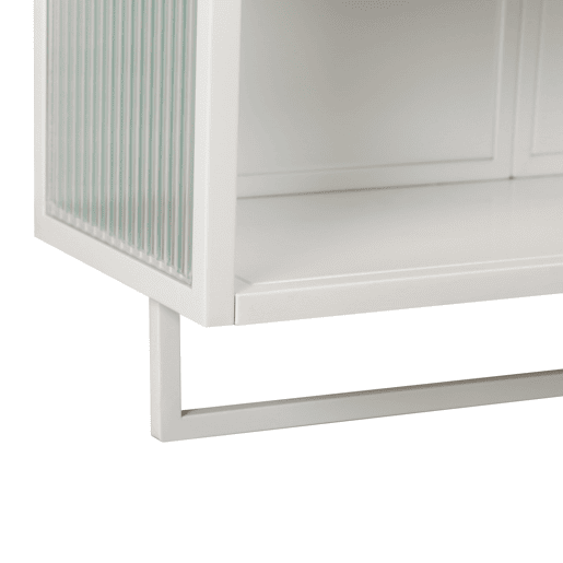 Armário de parede 60 cm - Portas de vidro, armazenamento duplo e prateleira aberta - Branco
