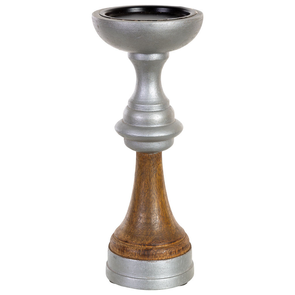 Candelabro de madera marron 10x10x25h cm