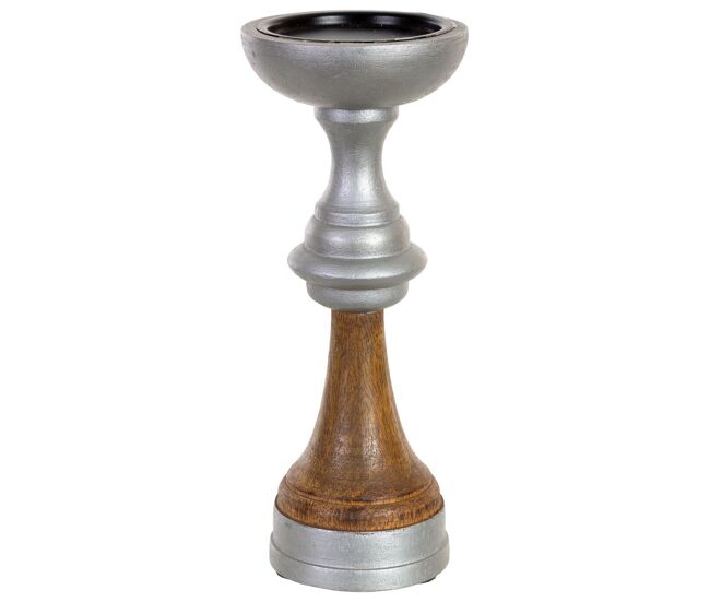 Candelabro de madera marron 10x10x25h cm