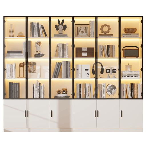 Vitrine 240x32x200 cm - com LED e 12 portas, alta - branca Vitrine 240x32x200 cm - com LED e 12 portas, alta - branca