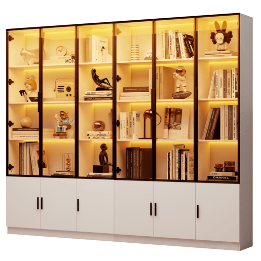 Vitrine 240x32x200 cm - com LED e 12 portas, alta - branca Vitrine 240x32x200 cm - com LED e 12 portas, alta - branca
