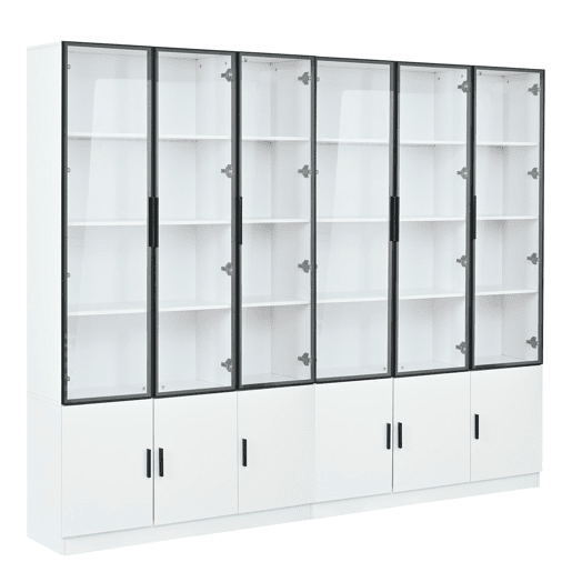 Vitrine 240x32x200 cm - com LED e 12 portas, alta - branca Vitrine 240x32x200 cm - com LED e 12 portas, alta - branca