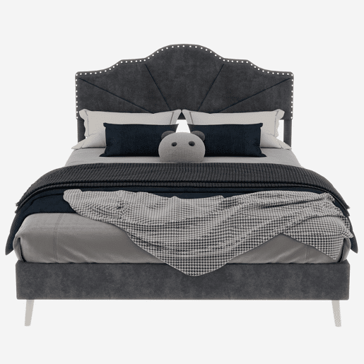 Cama estofada 140x200 - cabeceira macia e confortável, estrutura baixa - cinzenta