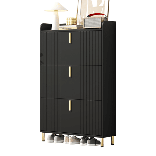 Sapateira estreita 80x23,5x123,5 cm - 3 tampos rebatÃveis, 6 compartimentos, antiderrapante - preta Sapateira estreita 80x23,5x123,5 cm - 3 tampos rebatÃveis, 6 compartimentos, antiderrapante - preta