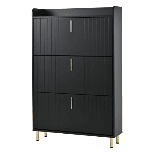 Sapateira estreita 80x23,5x123,5 cm - 3 tampos rebatÃveis, 6 compartimentos, antiderrapante - preta Sapateira estreita 80x23,5x123,5 cm - 3 tampos rebatÃveis, 6 compartimentos, antiderrapante - preta