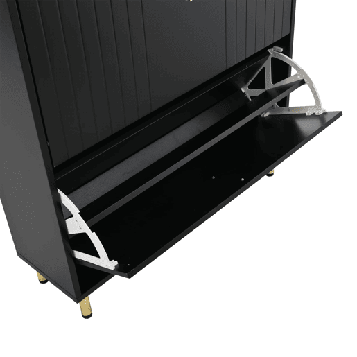 Sapateira estreita 80x23,5x123,5 cm - 3 tampos rebatÃveis, 6 compartimentos, antiderrapante - preta Sapateira estreita 80x23,5x123,5 cm - 3 tampos rebatÃveis, 6 compartimentos, antiderrapante - preta
