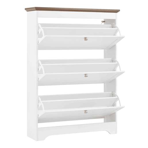Sapateira de 3 portas - grande capacidade, puxadores redondos, para entradacorredor - Branco Sapateira de 3 portas - grande capacidade, puxadores redondos, para entradacorredor - Branco